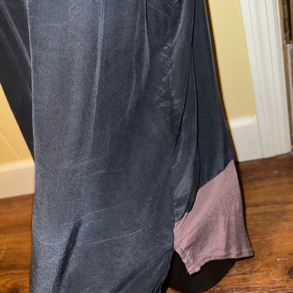 Maeve Anthropologie Black Brown Chic Silk Colorblock High Low Tank Top Size 12 - Picture 9 of 10